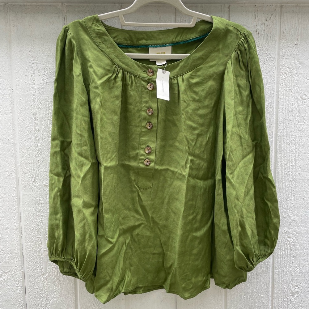 Green Button-Up Blouse